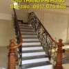 Cầu thang sắt tay vịn gỗ, Cầu thang sắt nghệ thuật Cầu thang sắt tay vịn gỗ, Cầu thang sắt nghệ thuật