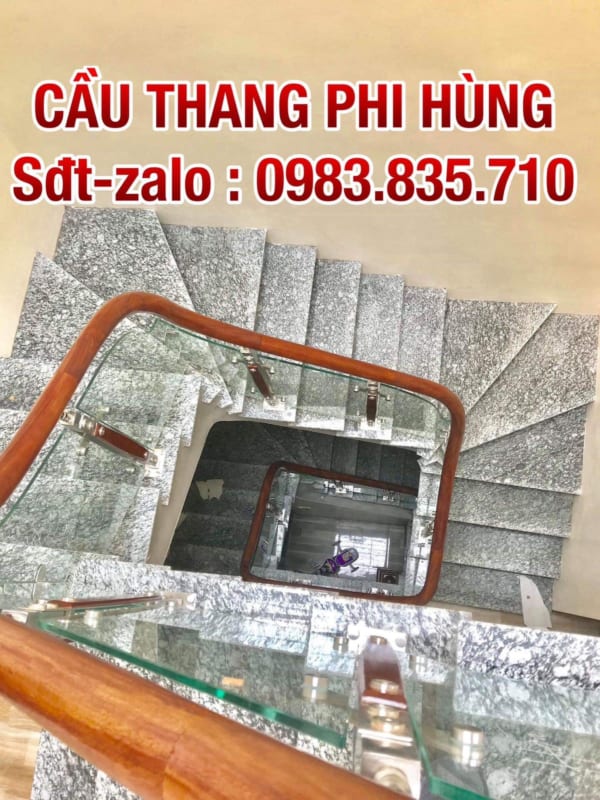 Báo giá cầu thang kính, cầu thang kính cường lực tay vịn gỗ