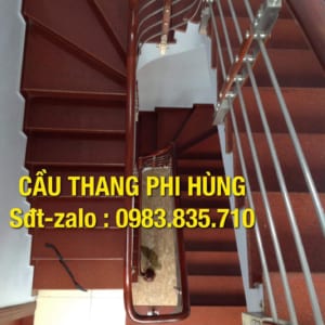 Cầu thang inox, cầu thang inox tay vịn gỗ Cầu thang inox, cầu thang inox tay vịn gỗ