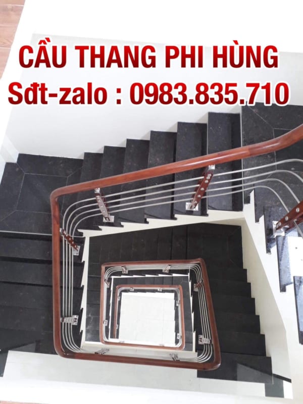 Các mẫu cầu thang inox tay vịn gỗ đẹp nhất 2019 tại Hà Nội