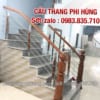 Báo giá cầu thang inox tay vịn gỗ, Cầu thang lan can inox tại Hà Nội
