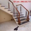 Tổng hợp mẫu cầu thang kính tay vịn gỗ, Cầu thang kính cường lực tại Hà Nội