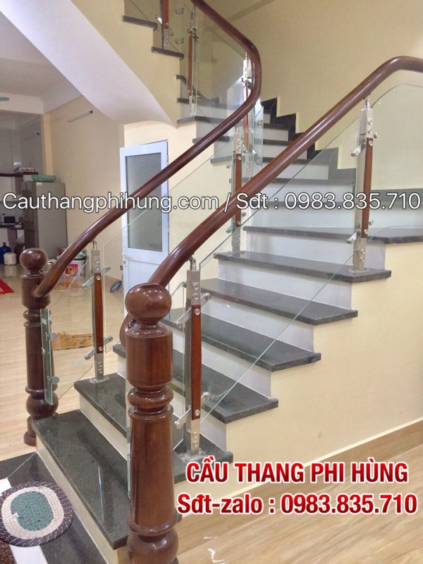 Báo giá lan can cầu thang kính cường lực, Các mẫu cầu thang kính tay vịn gỗ, tay vịn inox , tay vịn nhựa đẹp nhất tại Hà Nội