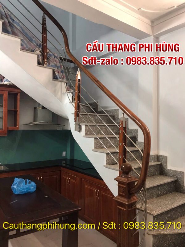 Báo giá cầu thang inox tay vịn gỗ, Cầu thang inox tay vịn nhựa tại Hà Nội