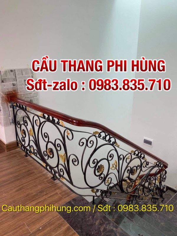 Chiêm ngưỡng các mẫu cầu thang sắt nghệ thuật, Cầu thang sắt mỹ thuật, Cầu thang lan can sắt tay vịn gỗ đẹp nhất