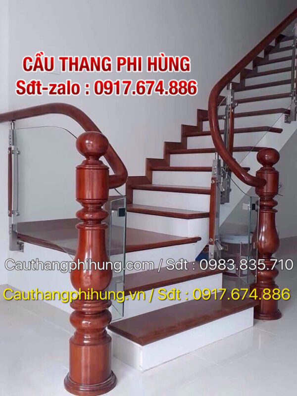 Tay Vịn Cầu Thang Kính Gỗ Đẹp . Cầu Thang Lan Can Kính Cường Lực