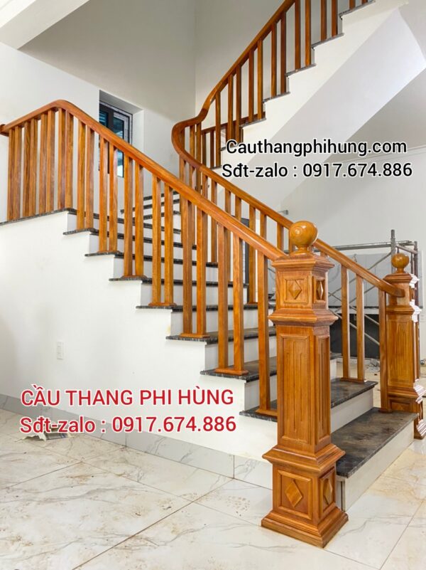 Cầu Thang Gỗ Đẹp Tại Hà Nội. Mẫu Cầu Thang Gỗ Lim Nam Phi