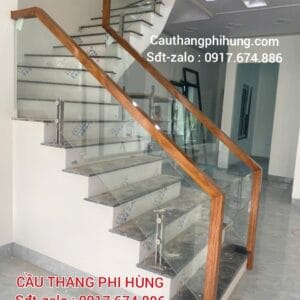 Cầu Thang Kính Tay Gỗ . Mẫu Cầu Thang Kính Tay Vịn Gỗ Đẹp